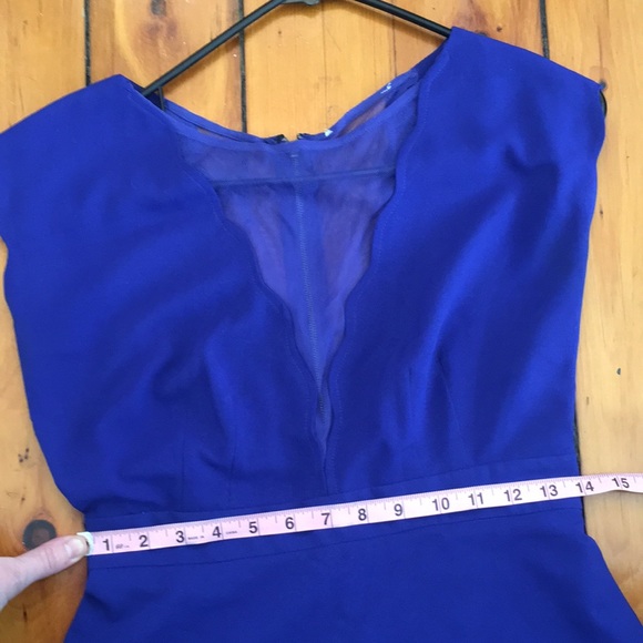 No Brand Bright Blue Deep V Sheer Dress - Picture 7 of 10